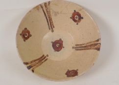 A  Middle Eastern pottery bowl with Persian style drip glaze decoration, 7" diameter, AF