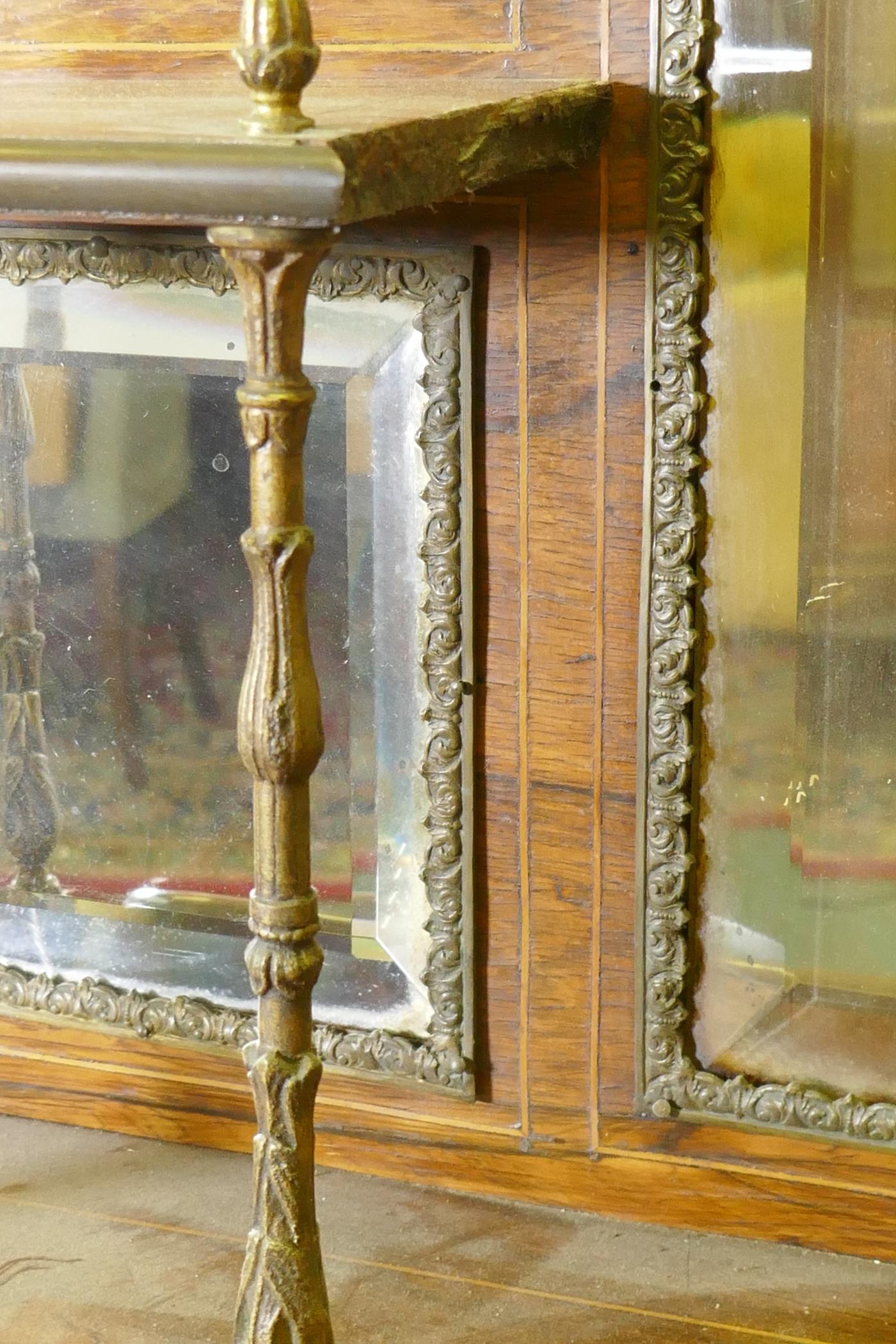 A C19th inlaid rosewood bureau de dame, with ormolu mounts, fall front and fitted interior, 31" x - Image 8 of 8