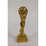 An Art Nouveau style gilt metal desk seal, the handle in the form of a female bust, 4" high