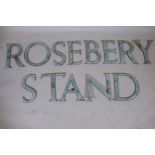 Architectural salvage, antique enamelled copper sign letters, removed from the Rosebery Stand, Epsom