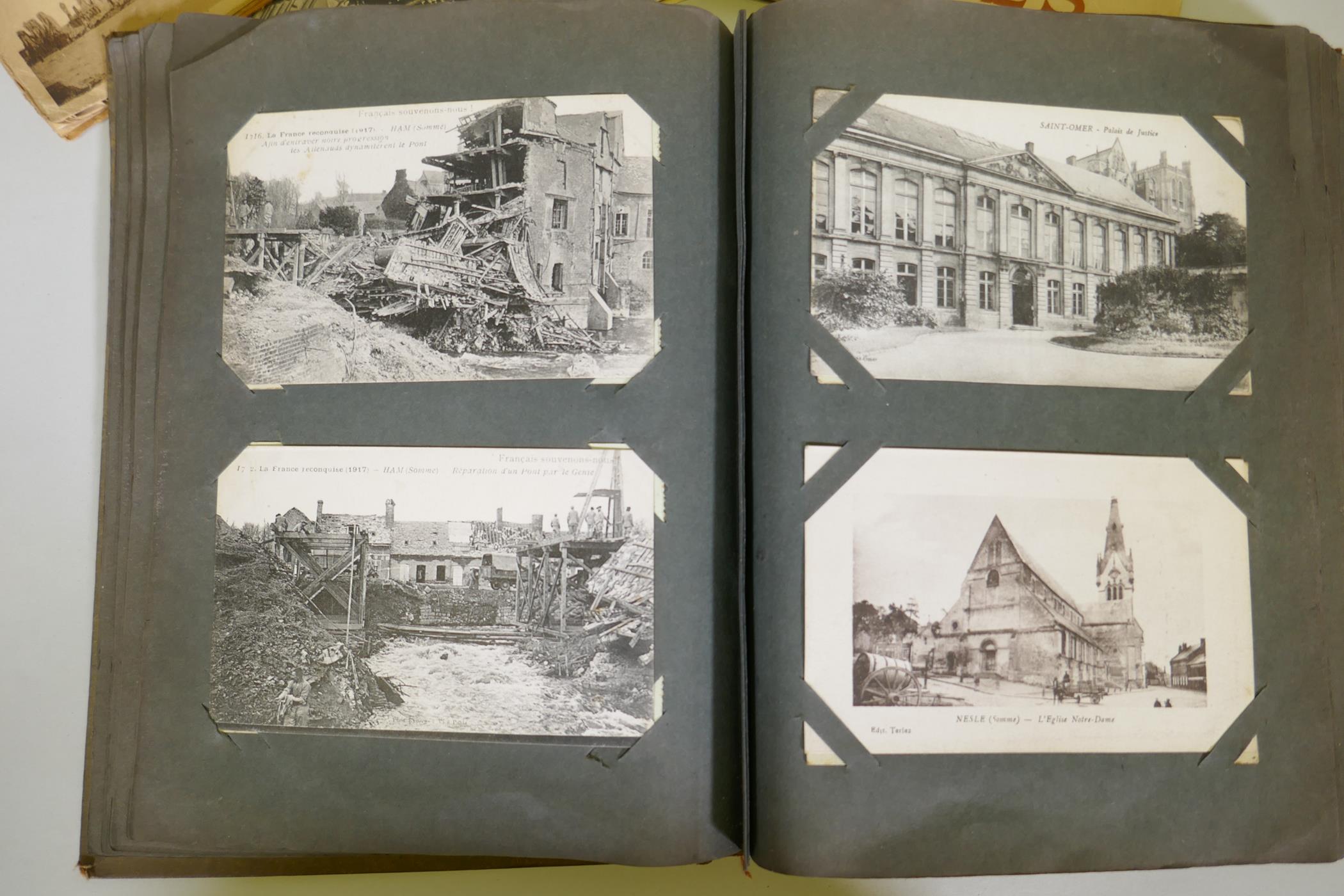 A postcard album, inscribed 'Commenced July 4th 1913' containing postcards with views of France, - Image 6 of 7