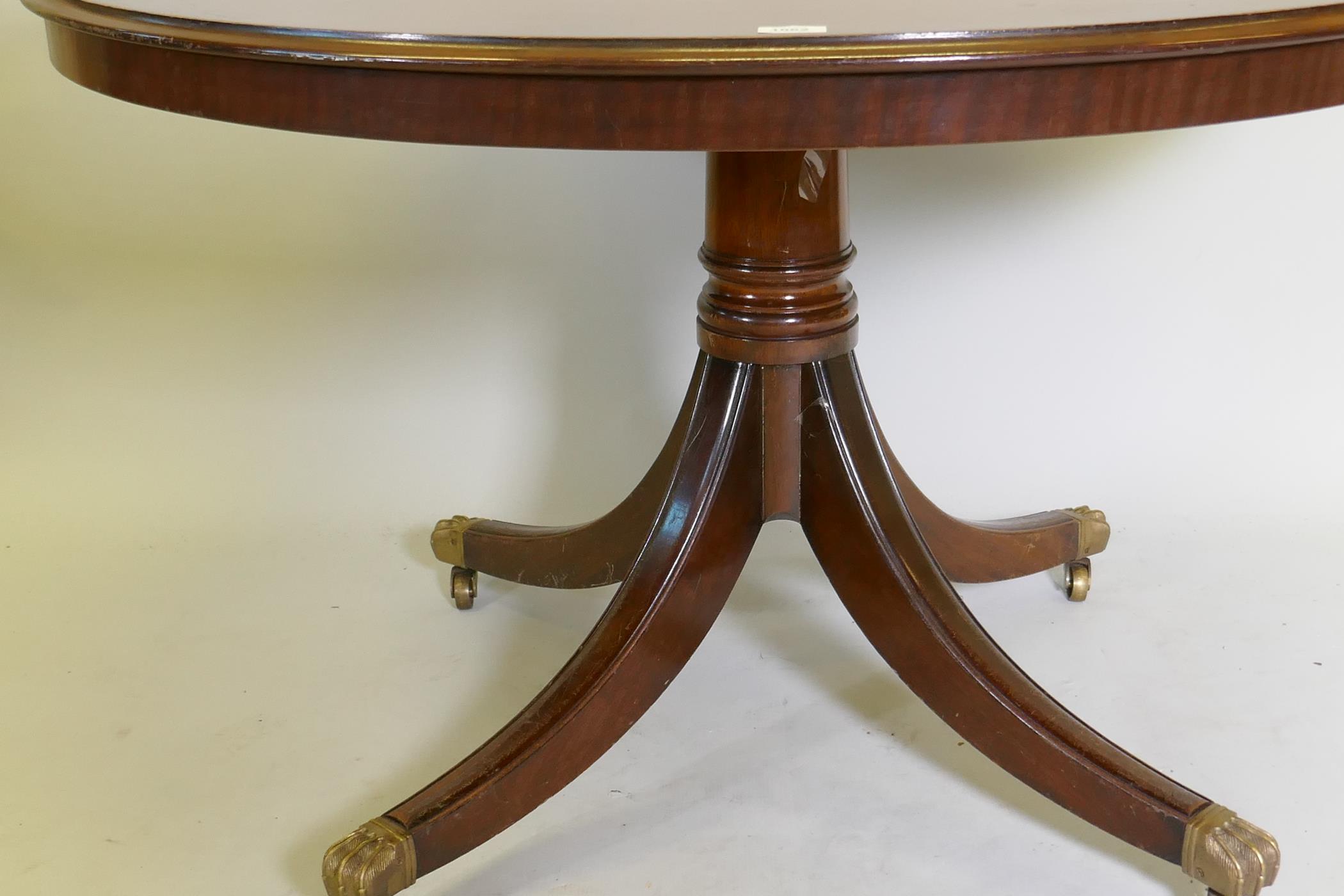 A Regency style mahogany centre/breakfast table with solid top, raised on a turned column with splay - Image 4 of 5