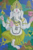 Khaling (?), (Tibetan), Ganesh, signed and dated 2012, oil/acrylic on canvas, 39" x 27"