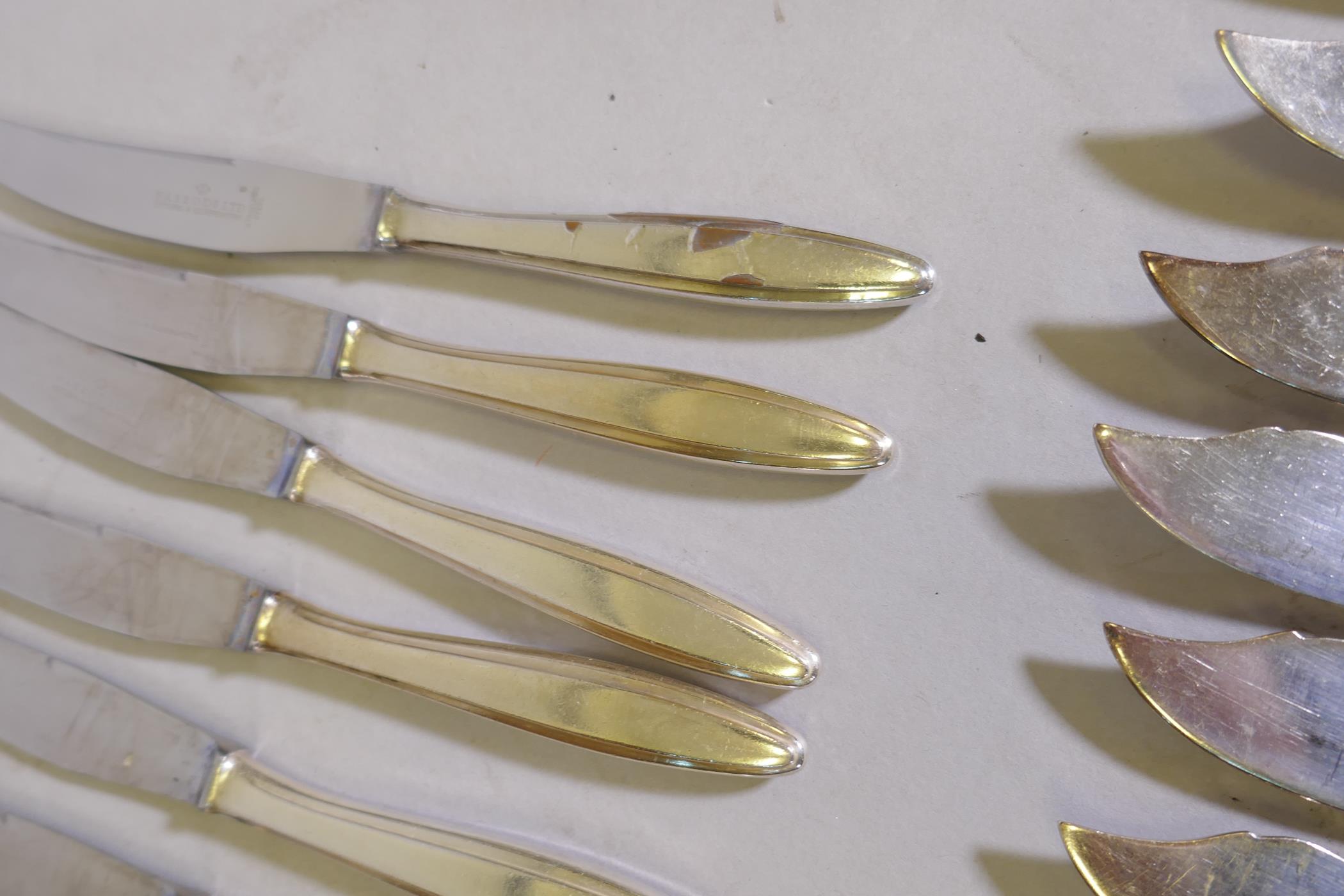 A twelve place Sheffield plate cutlery part service retailed by Harrods, marked L & O, Lathan & - Image 4 of 5