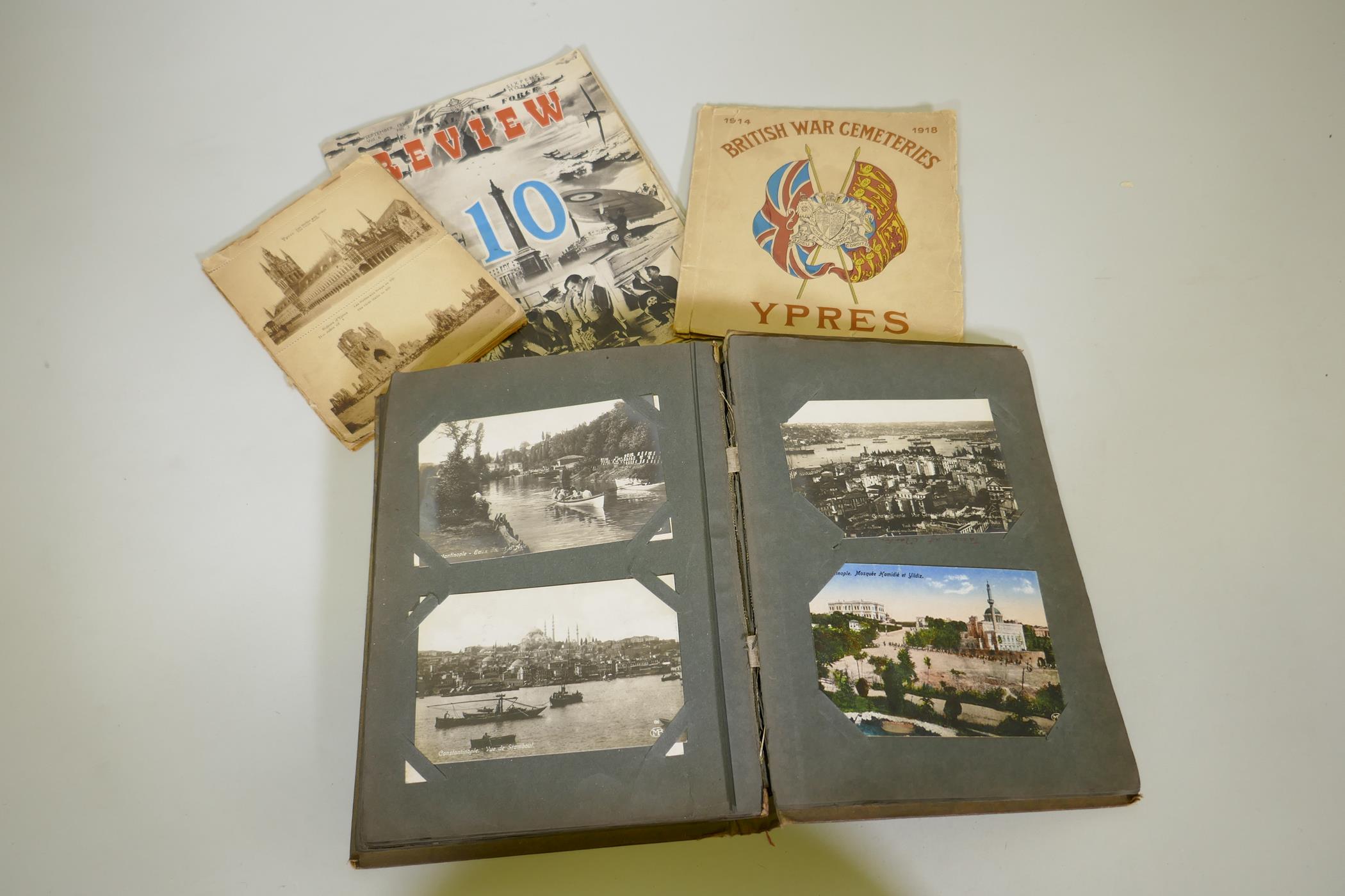 A postcard album, inscribed 'Commenced July 4th 1913' containing postcards with views of France,