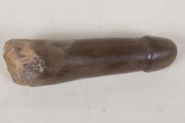 A Persian carved rock crystal phallus, 5½" long