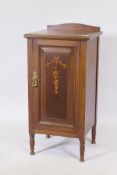 Shapland & Petter of Barnstaple, inlaid mahogany bedside table , 16" x 15" x 31"