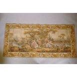 A Belgian tapestry woven with a pastoral scene, machine woven,C20th, lined, 38" x 81"