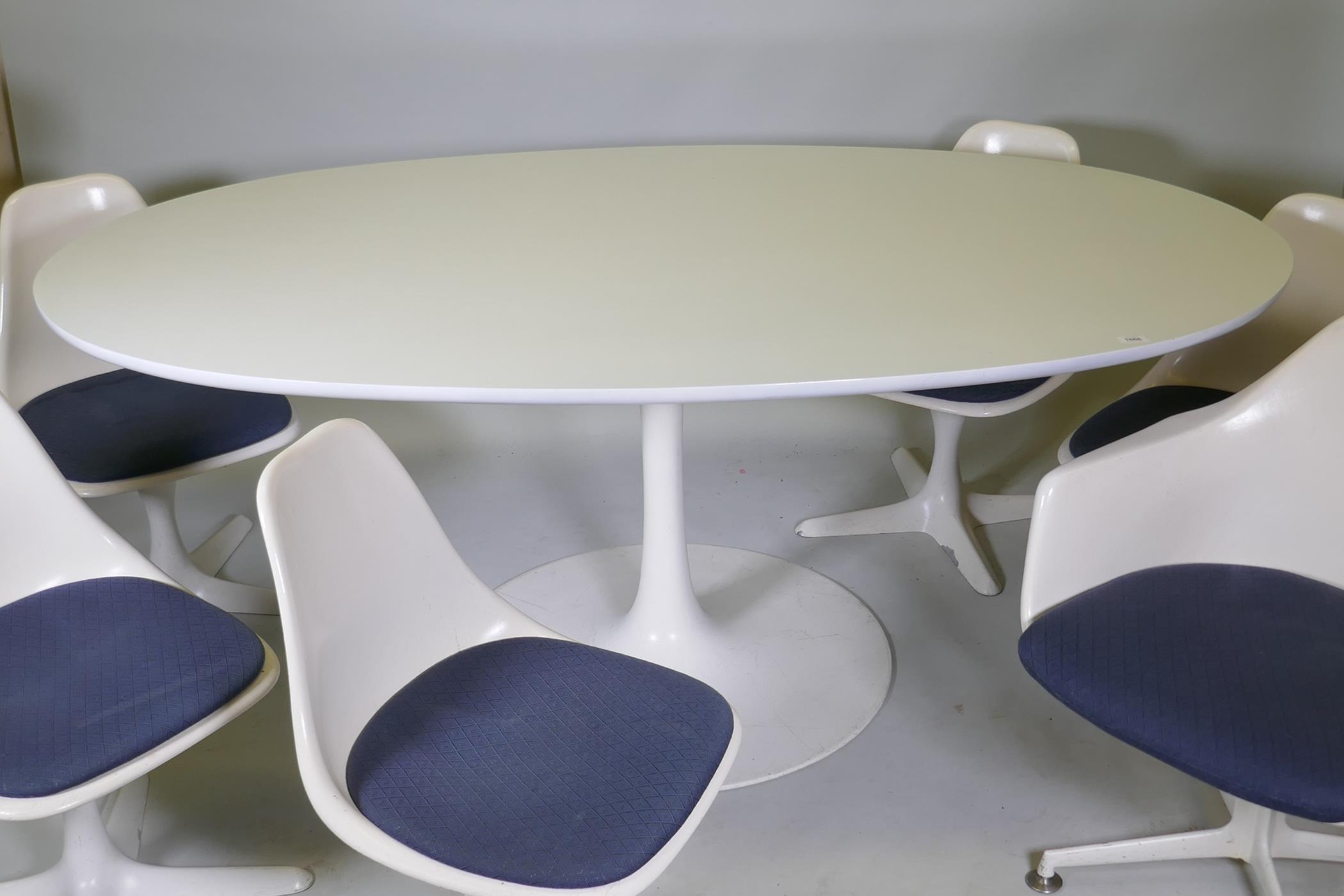 An Arkana tulip boardroom/dining table, No 30, and five Arkana 103 chairs and a 116 swivel chair, - Image 2 of 16