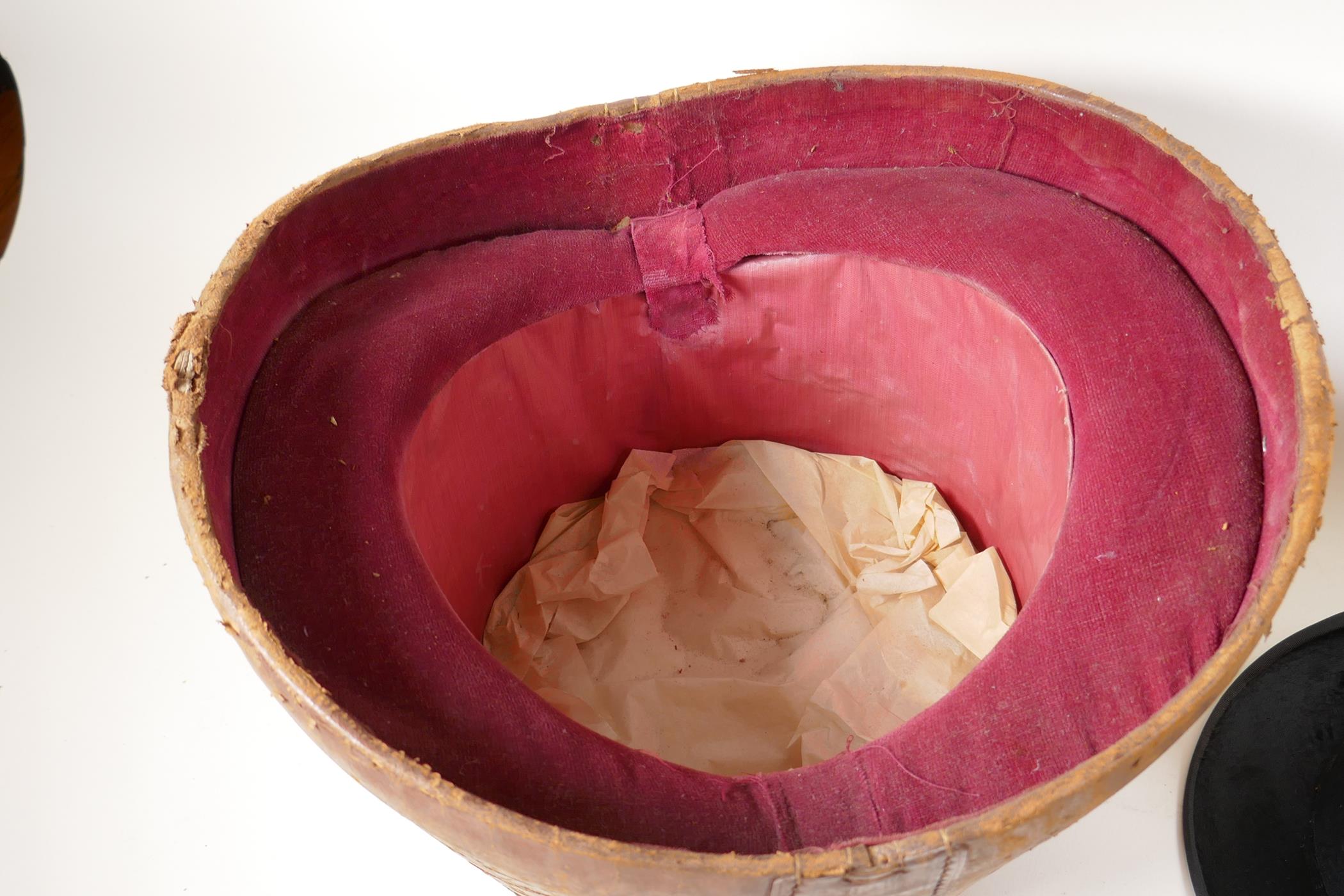 A silk top hat by Henry Heath Ltd in a leather fitted hat box - Image 4 of 7