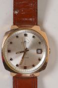 A vintage Fortis Tuxedo automatic wrist watch, on leather strap, AF glass cracked