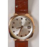 A vintage Fortis Tuxedo automatic wrist watch, on leather strap, AF glass cracked