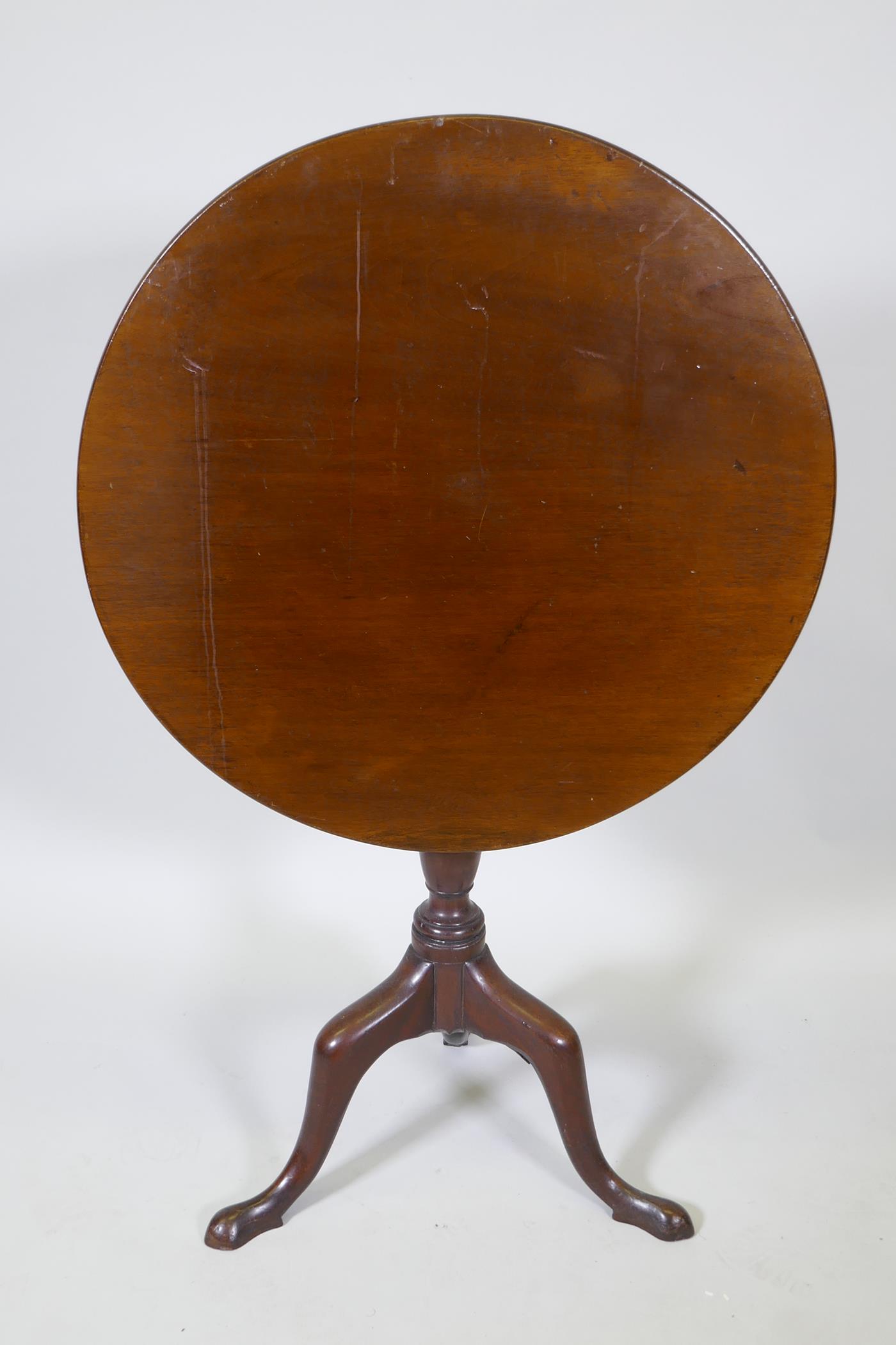 A Georgian mahogany tilt top occasional table on tripod supports, 29" high, 27" diameter - Image 2 of 4