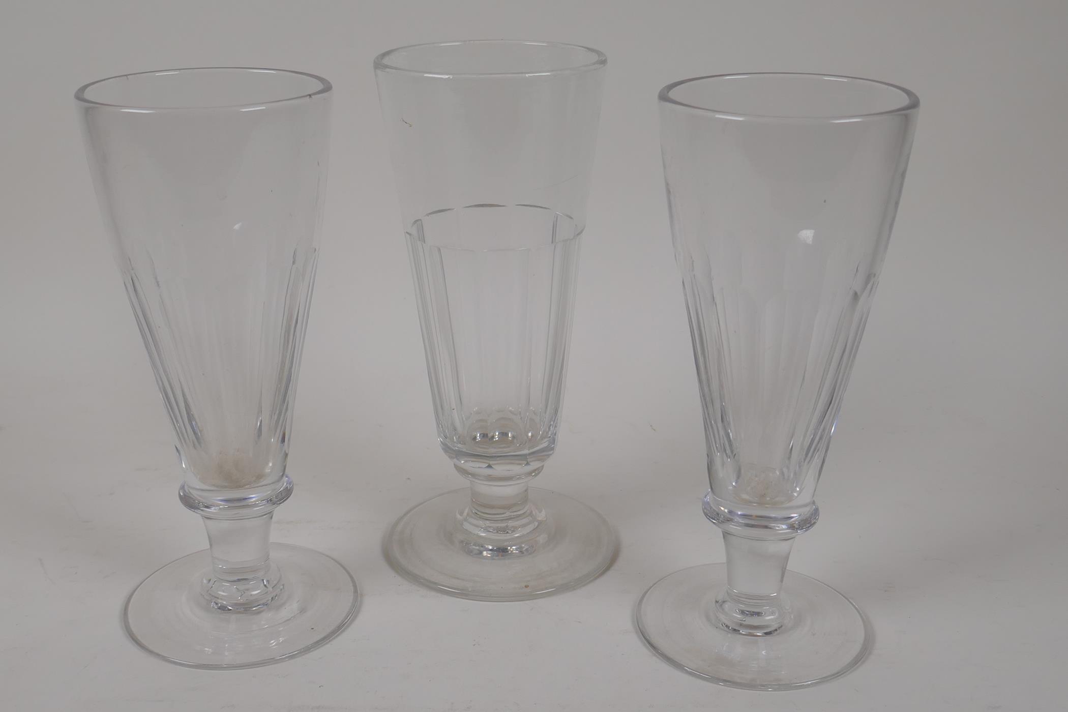 A pair of C19th ale glasses, 7½" high, and another similar - Image 2 of 3