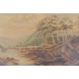A highland river landscape, C19th oil on canvas, 12" x 7½"