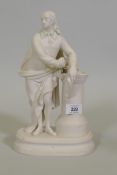 A C19th Parian ware figure of Milton, impressed R. & L. Robinson & Leadbeater, 12", chip to rear