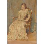 Albert Henry Collings, portrait of a lady in evening dress, signed, watercolour, 10" x 14"