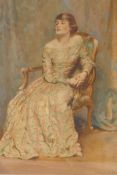 Albert Henry Collings, portrait of a lady in evening dress, signed, watercolour, 10" x 14"