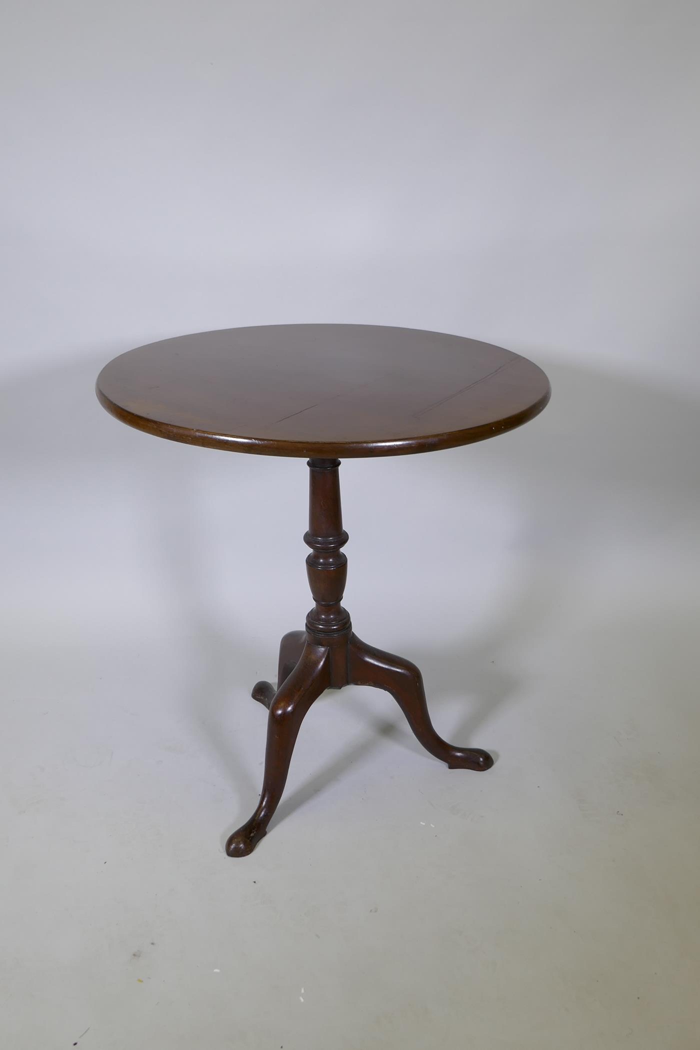 A Georgian mahogany tilt top occasional table on tripod supports, 29" high, 27" diameter - Image 4 of 4