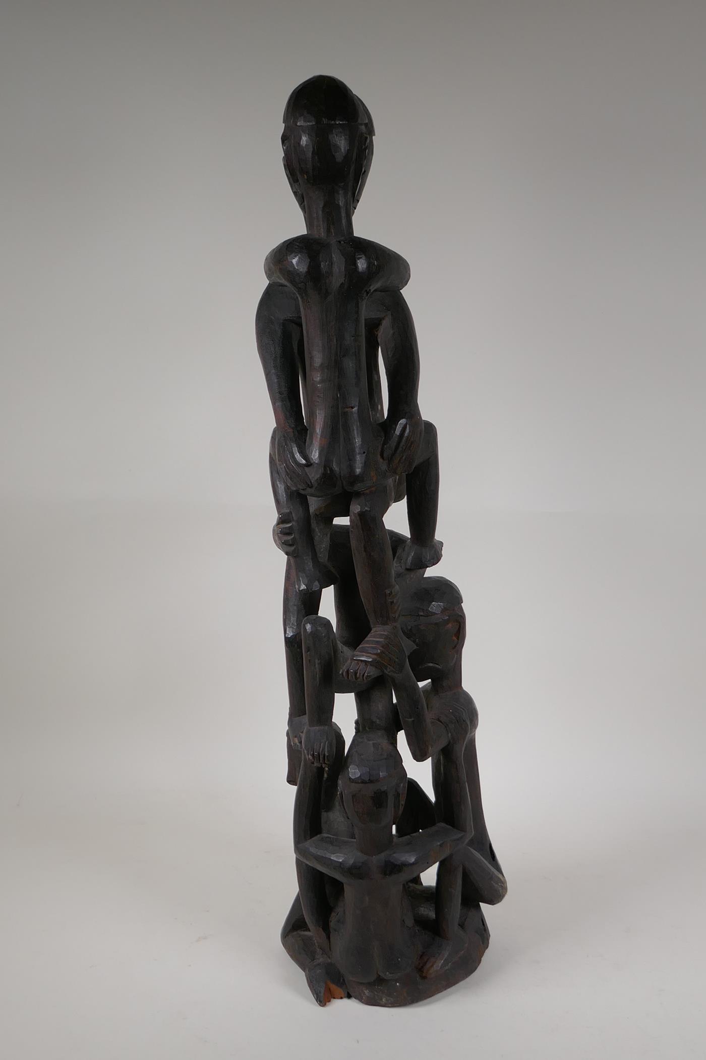 A Philippino Ifugao carved hardwood figure group, 26" high - Image 6 of 8