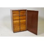 A mahogany collector's cabinet, fitted with thirteen drawers, late C19th/early C20th