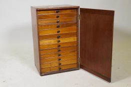 A mahogany collector's cabinet, fitted with thirteen drawers, late C19th/early C20th