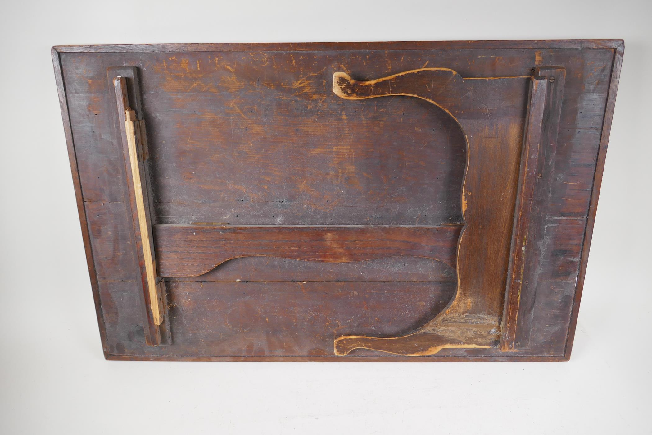 A C19th folding bed tray, base AF, 26½" x 18" - Image 5 of 7