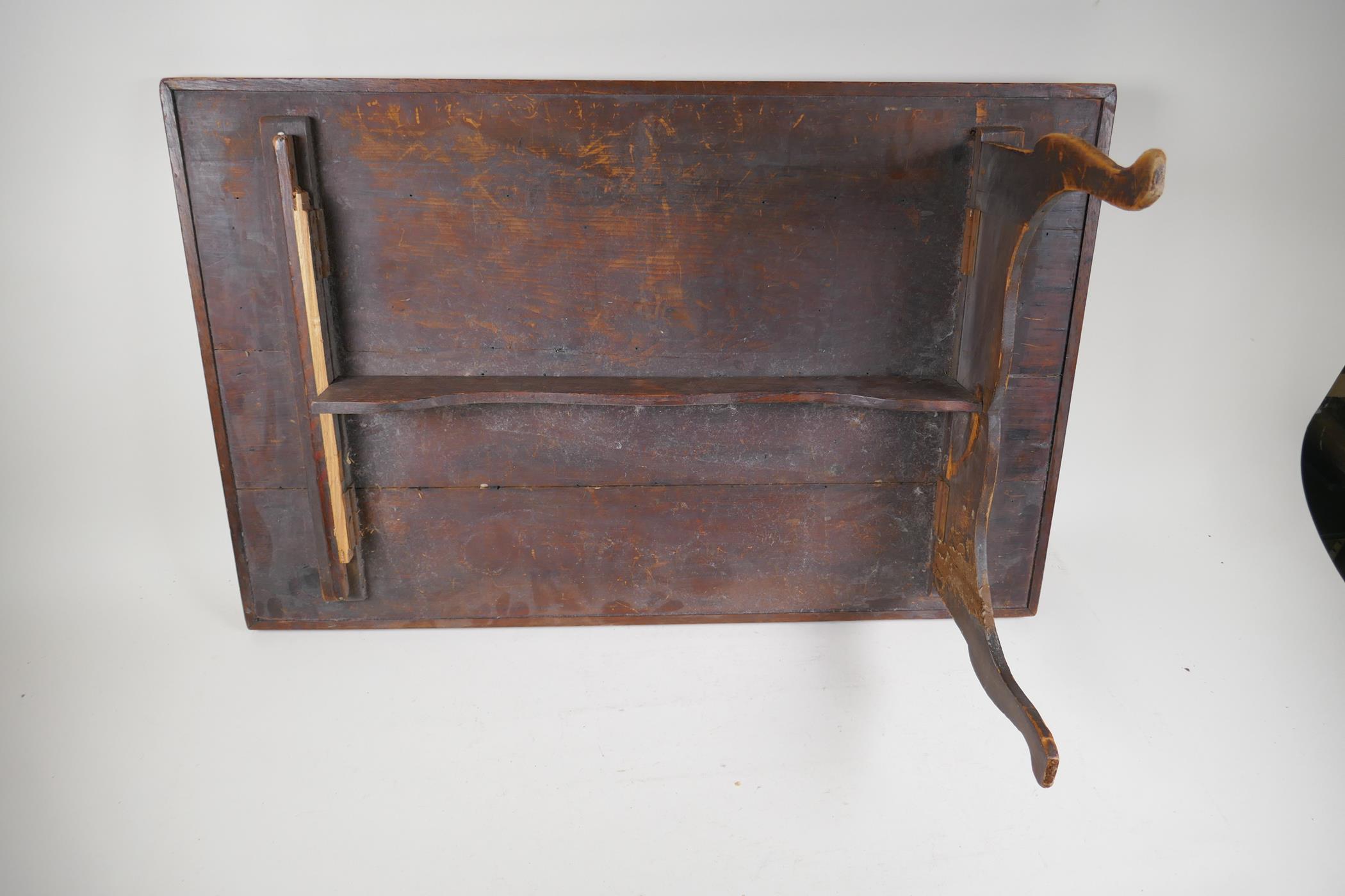 A C19th folding bed tray, base AF, 26½" x 18" - Image 3 of 7