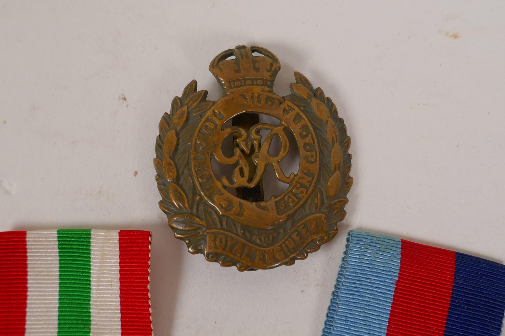 A collection of WWII medals and ribbons, and a Royal Engineers cap badge - Image 2 of 4