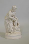 A C19th Parian figure of a woman at the well, 13" high