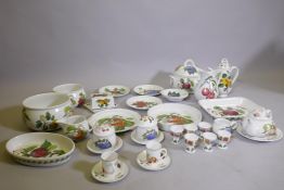 A quantity of Portmeirion Pomona tableware including serving dishes, bowls, teapot, jugs and