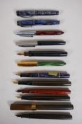 A quantity of assorted fountain pens, including two Mentmore Minor, two Mentmore Platignum Petite, a