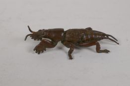 A Japanese bronze okimono insect, 2½" long