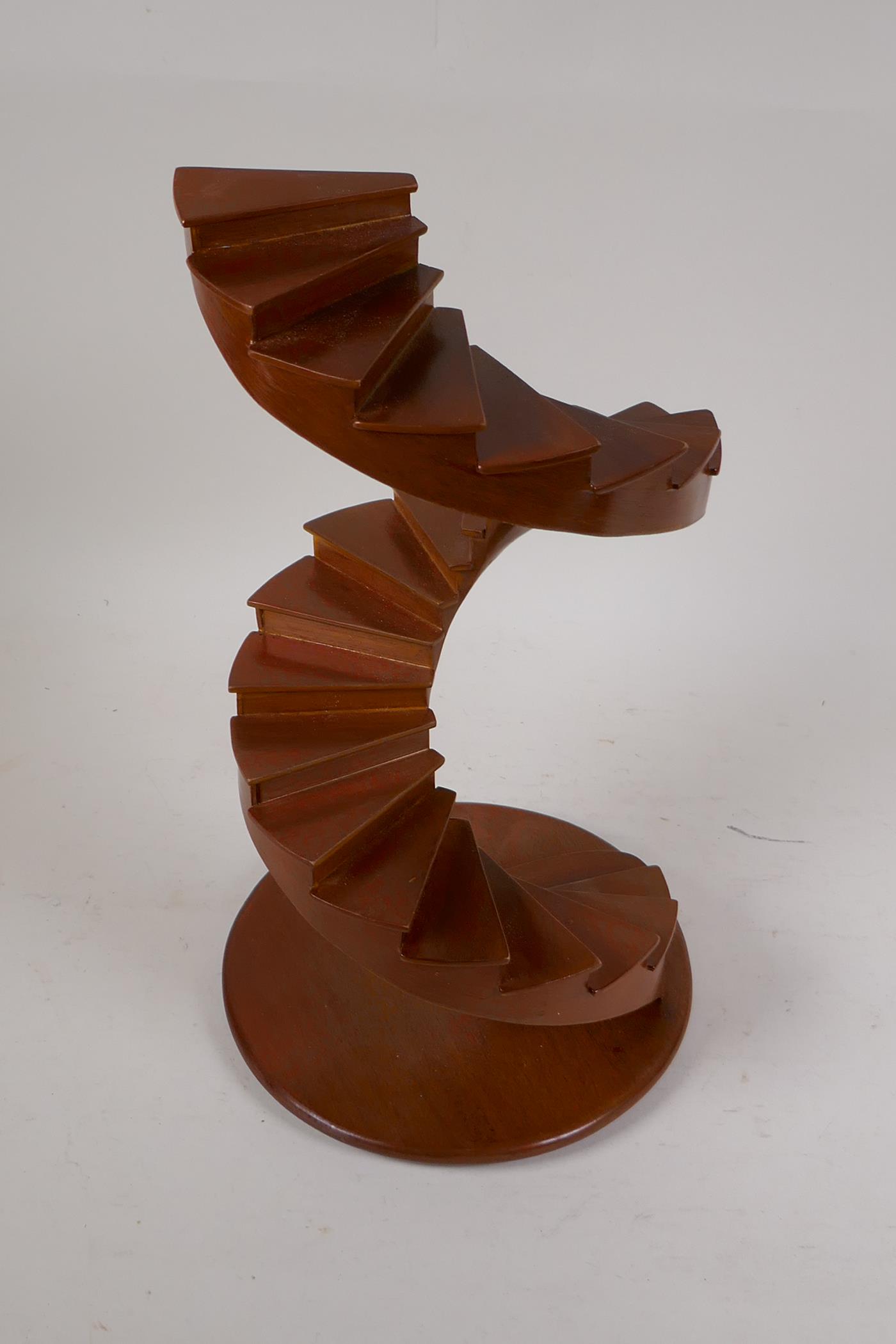 An architectural model of a spiral staircase, 14" high - Image 2 of 2