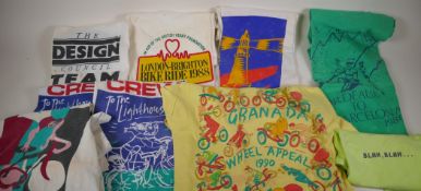 Nine charity cycle ride T-shirts including Lighthouse, London to Brighton etc