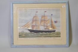 After R.R. Newell, Whaling Bark, Sea Ranger, Capt. W.M. Lewis, 1866, a vintage photo-litho print,