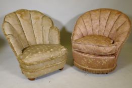 A 1920s/30s fan back tub chair, and another similar