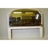 A C19th painted overmantel mirror, period glass, 70" x 43"