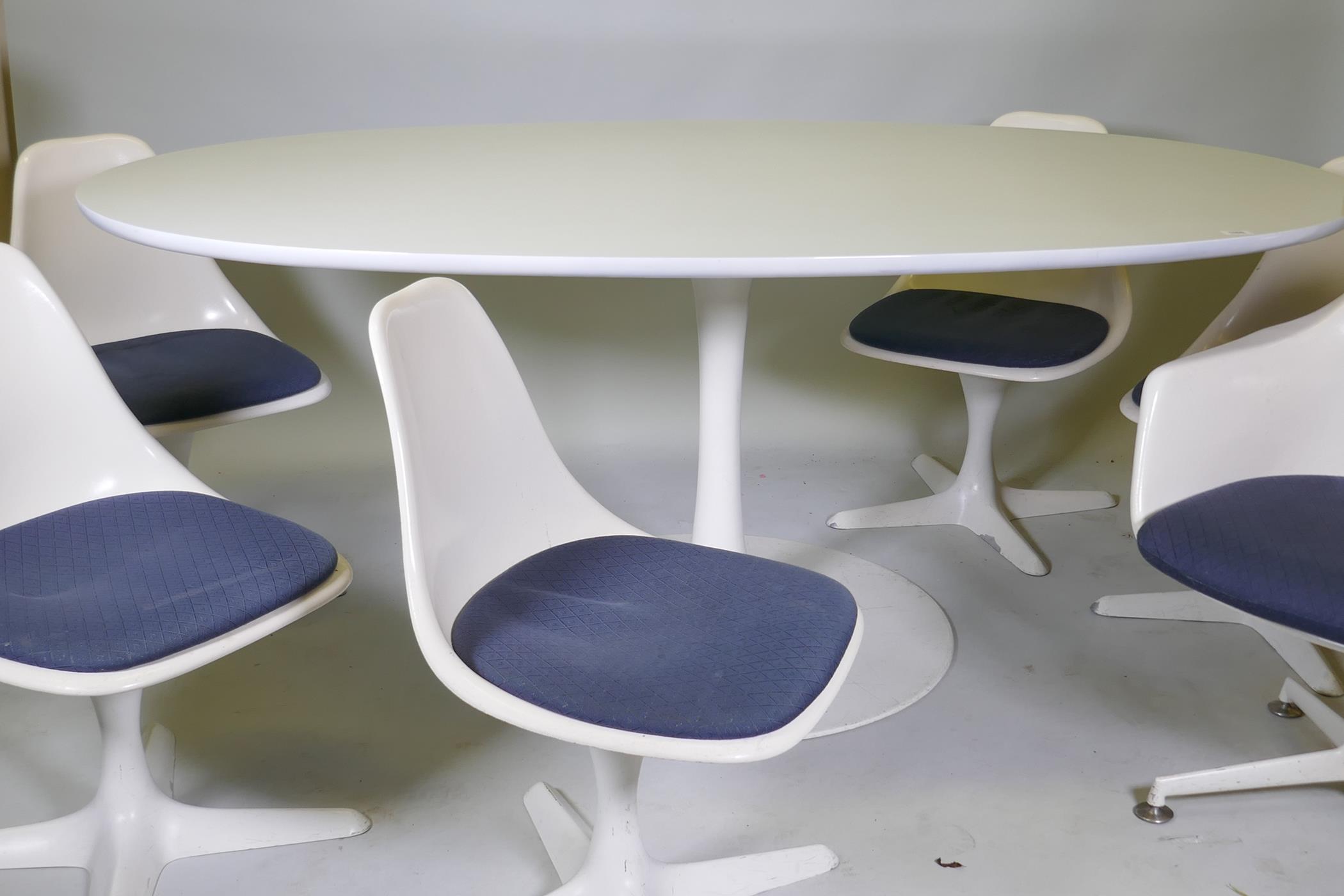 An Arkana tulip boardroom/dining table, No 30, and five Arkana 103 chairs and a 116 swivel chair, - Image 3 of 16
