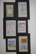 Indian School, six unframed book plates with text, warriors on horse back and other other scenes,