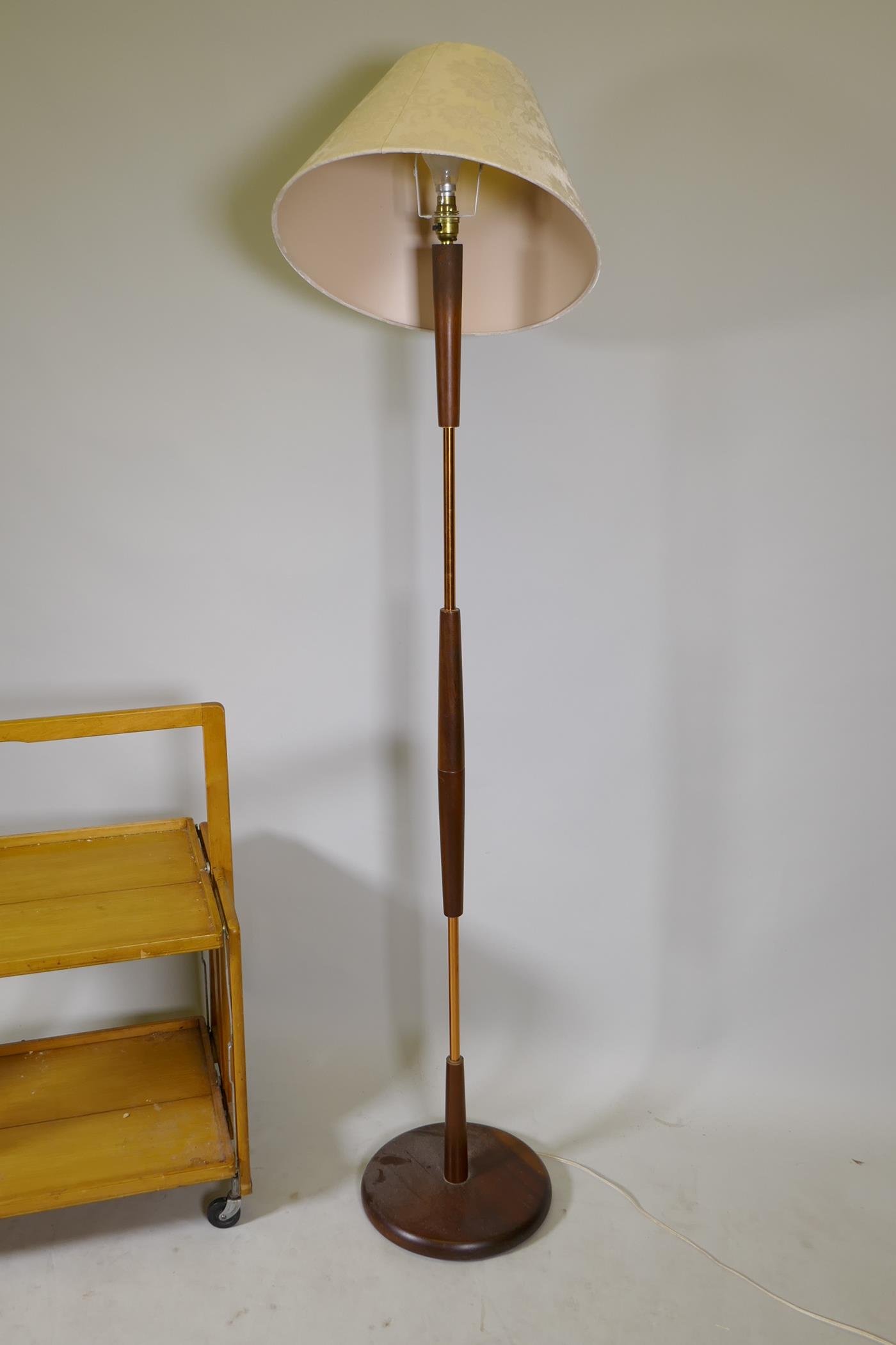 A 1970s teak and copper standard lamp, and a Haxyes beech folding hostess trolley, lamp 59" high - Image 3 of 7