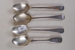 A George III silver serving spoon, London 1811, Thomas Dicks, two George III silver serving