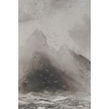 Norman Ackroyd, limited edition etching, 'Little Skellig Rock', signed in pencil and numbered 63/90,