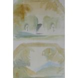 Two watercolour studies on a single sheet attributed verso to Hugh Casson ARA