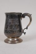 A George III hallmarked silver tankard, London 1782, Hester Bateman, with later engraved