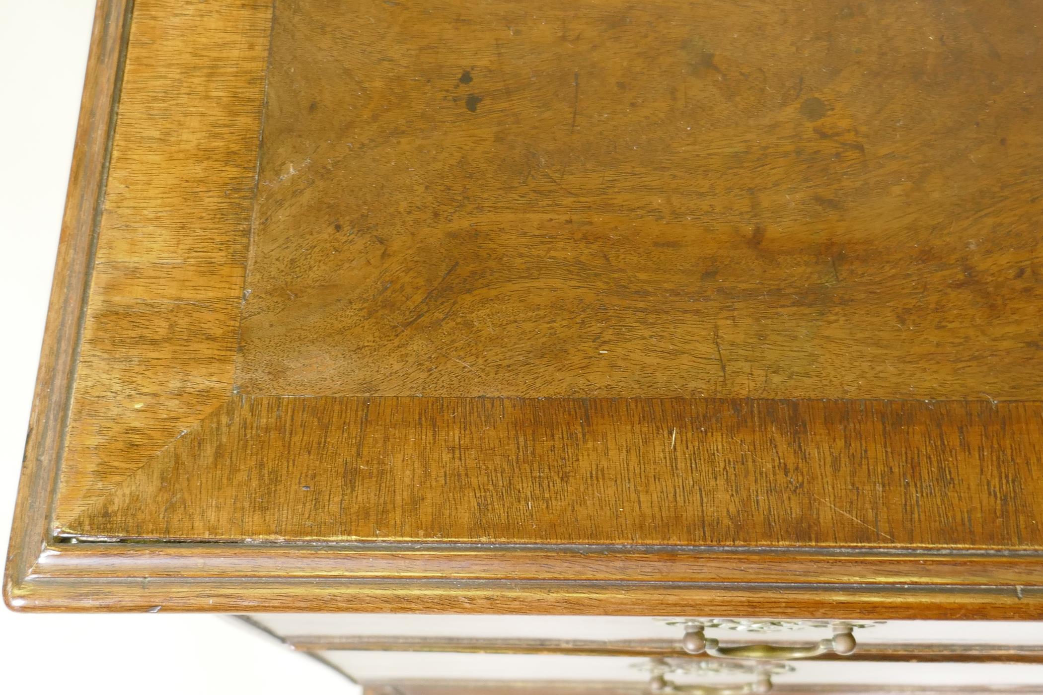 A C19th mahogany chest of three long drawers, with crossbanded top, raised on bracket supports, - Image 6 of 6