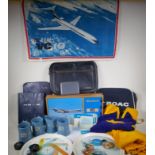 A collection of British Overseas Airways Corporation (BOAC) memorabilia including a VC10 wall