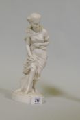 A C19th Parian ware figure of a young girl, possibly Worcester, 9½"  high