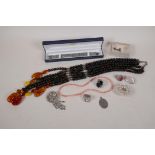 A small quantity of good quality costume jewellery including coral and silver