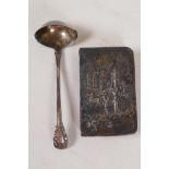 A Continental 925 silver brandy ladle with London import marks, 30g, and a 'purse' book of common